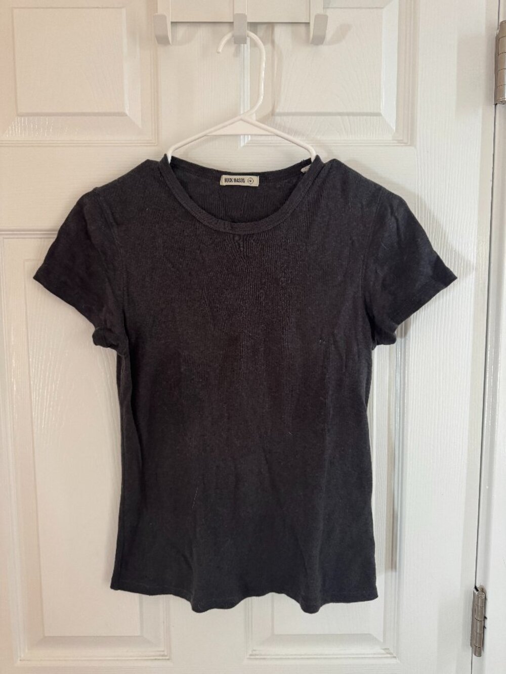 Buck Mason Heirloom Rib S/S Tee, M, in soft black